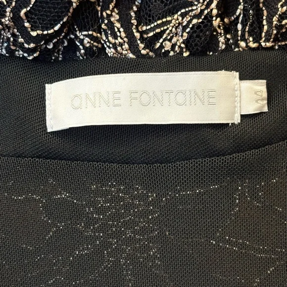 Anne Fontaine Black and Gold Lace Ruffle Blouse - Picture 3 of 3